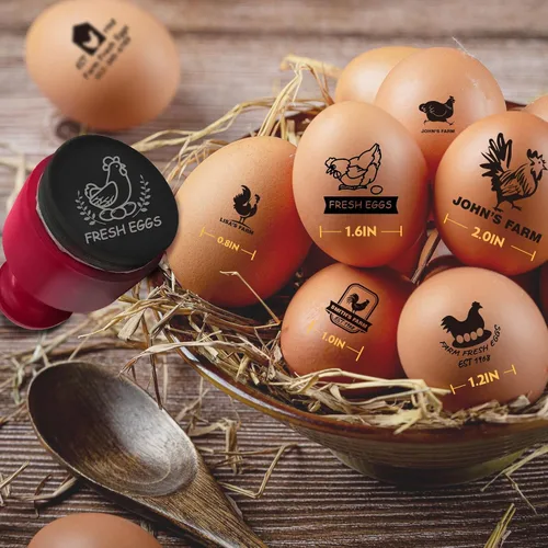 Miniatura 6 de Sello de huevo personalizado para huevos frescos, sello de fecha de huevo con botella de tinta (utiliza nuestro patrón)
