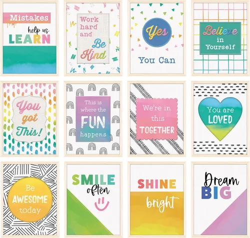 Miniatura 8 de Carson Dellosa - Juego de 14 pósteres de 14 piezas con reglas de aula, arte de pared motivacional de 8.5 x 11 pulgadas con afirmaciones positivas
