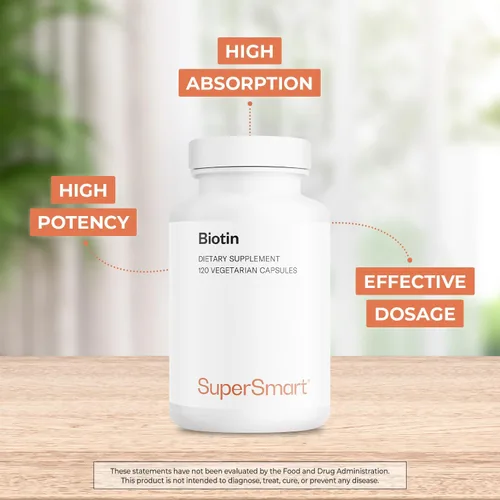 Miniatura 3 de Supersmart - Biotina 10,000mcg / 0.35 oz por día (alta potencia) - Suplemento de biotina de vitamina B7 - Cabello saludable, piel y uñas Sin OMG