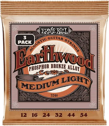 Miniatura 21 de Ernie Ball Earthwood P03543 - Cuerdas para guitarra acústica personalizadas de bronce fosforoso medio, paquete de 3, calibre 12.5-56