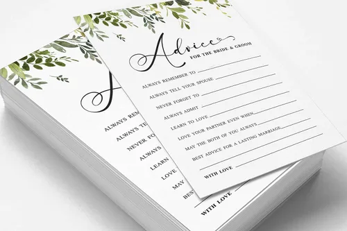 Miniatura 3 de Paquete de 50 tarjetas de consejos de vegetación, consejos y deseos para la novia y el novio, actividades de juego de boda Mr y Mrs de 5 x 7 pulgadas