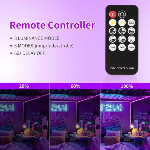 Miniatura 3 de THECHAM Tira de luz negra de 40 pies con control remoto, 720 cuentas de lámpara LED, luces flexibles de 12 V para fiesta brillante, regulable