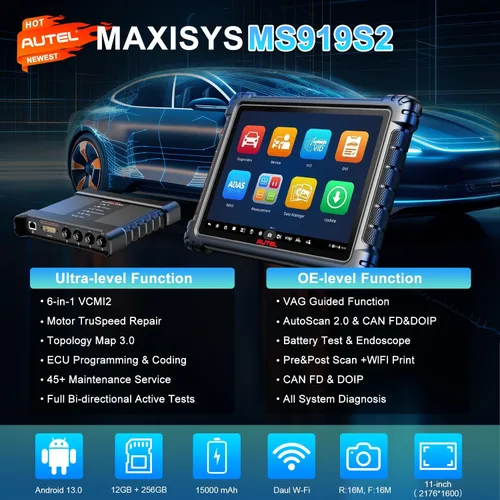 Miniatura 2 de Autel Escáner MaxiSys MS919 S2 Hasta MS919 MS909 Elite II Pro Ultra Lite 6 en 1 MaxiFlash VCMI2 Top Herramienta Inteligente Topología 3.0 Motor