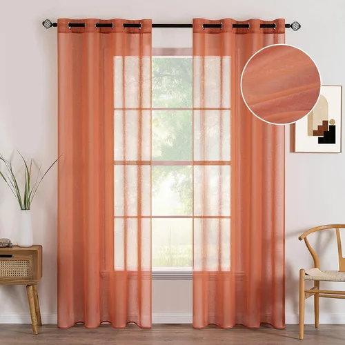 Miniatura 17 de MIULEE - Cortinas transparentes para ventana (2 paneles). Cortinas elegantes., Poliéster & Mezcla de poliéster, Blanco