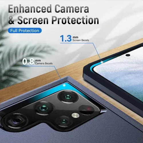 Miniatura 4 de Funda diseñada para Samsung S24 Ultra (no para S24 y S24 Plus), resistente, resistente, a prueba de golpes, soporte de carga inalámbrica, funda Azul