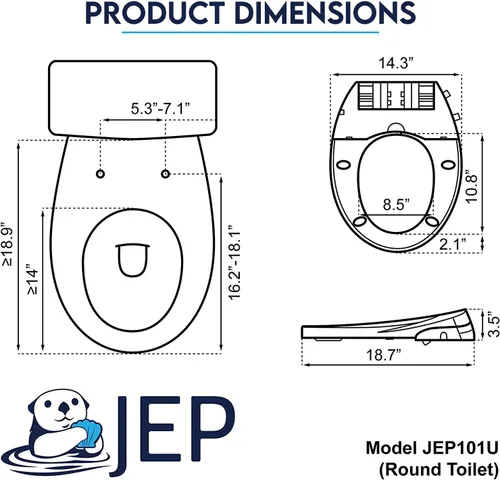 Miniatura 6 de JEP Asiento de inodoro manual con doble boquilla para inodoros redondos con asiento y funda de cierre suave Asiento de bidé para limpieza trasera