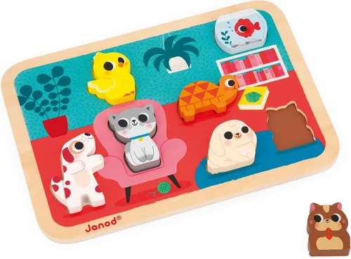 Miniatura 7 de Janod - Rompecabezas grueso de dinosaurio de 7 piezas - Tiempo de juego para niños pequeños - Mejora las habilidades motoras - Diseño de madera