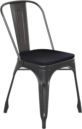 Flash Furniture Perry - Silla apilable comercial para interiores y exteriores con asiento de poliestireno, marco de metal dorado envejecido, asiento