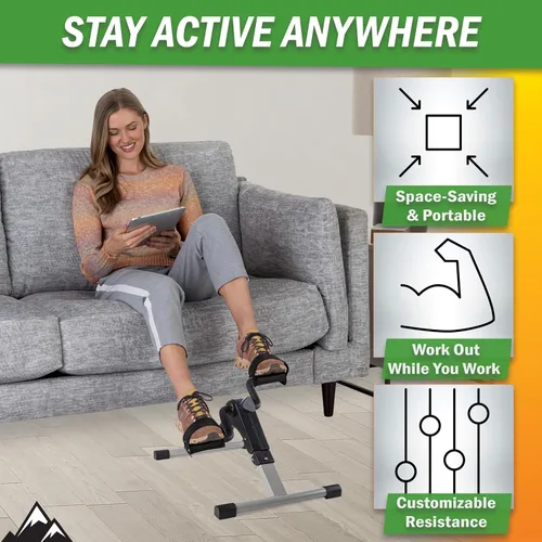 Miniatura 3 de Under Desk Exercise Bike Pedal Exerciser – Mini Stationary Cycle with Adjustable Resistance, Calorie Tracker & Foldable Design – Compact Pedal