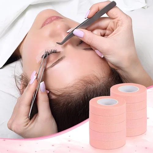 Miniatura 4 de UPINS 24 rollos de cinta de pestañas, cinta de tela microporosa transpirable para suministros de extensión de pestañas (rosa)