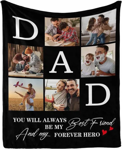 Miniatura 7 de InterestPrint Customized Blankets with Photos Gifts for Dad on Father's Day Birthday, Dad Blanket from Daughter Son Wife Personalized Throw Gifts