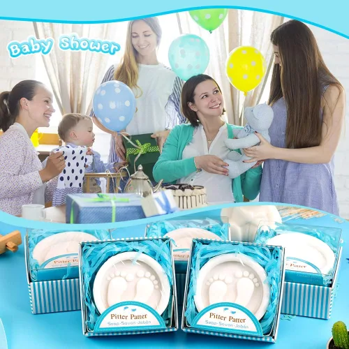 Miniatura 6 de AIXIANG Jabones para baby shower, hechos a mano, color azul, regalo para pies de bebé, para revelación de género, regalos y decoraciones de baby
