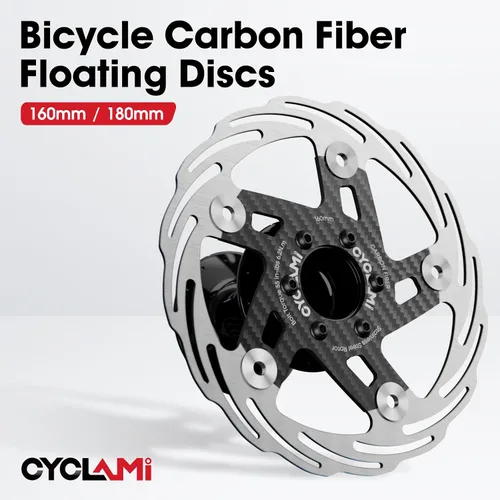 Miniatura 2 de Rotor de freno de disco flotante de 160 mm para bicicleta con 6 pernos, rotores de freno de disco de fibra de carbono para bicicleta