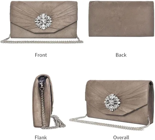 Miniatura 6 de ANKESON Bolsos de mano para mujer de terciopelo plisados de noche sobre de hombro bolsos de noche