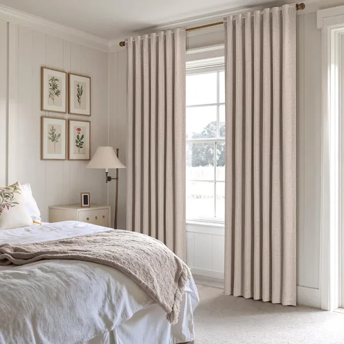 Miniatura 2 de EMEMA - Cortinas opacas de lino color beige, 72 pulgadas de largo, 2 paneles para dormitorio o sala de estar, con aislamiento térmico, 100%