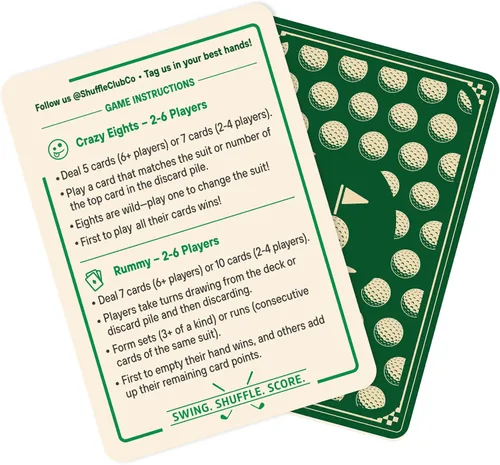 Miniatura 3 de Naipes de golf (cubierta individual) – Baraja de golf vintage ilustrada a mano Lino italiano premium 310GSM Tarjetas de póquer Regalo