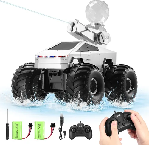 Camión Cyber RC, auto de control remoto anfibio 1:16, camión monstruo RC impermeable con control remoto de 2.4 GHz, vehículo RC todoterreno 4WD con