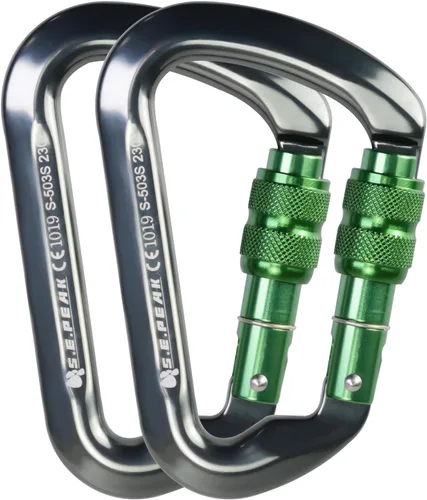 Miniatura 17 de SEPEAK UIAA - Mosquetón de escalada con bloqueo de 30 kN, clip profesional para puerta de tornillo resistente para escalada al aire libre