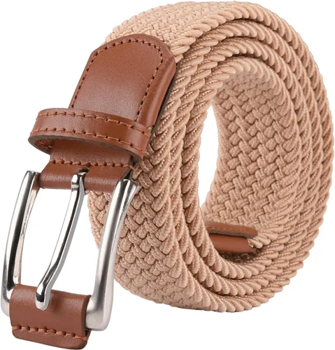 Serundo - Cinturón elástico para hombre, cinturón elástico trenzado casual de 1 38 pulgadas para golf, pantalones casuales, camisas, jeans