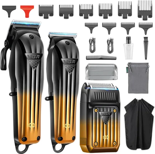 VGR 644 cortapelos para hombres profesionales, recortadora de barba inalámbrica y afeitadoras eléctricas para hombres, kit de corte de pelo de