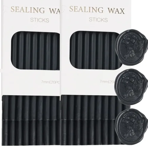 Miniatura 7 de 40 varillas de sellado de cera negra con pistola de pegamento, juego de varillas de cera para pistola de pegamento, ideal para sello de cera, Negro