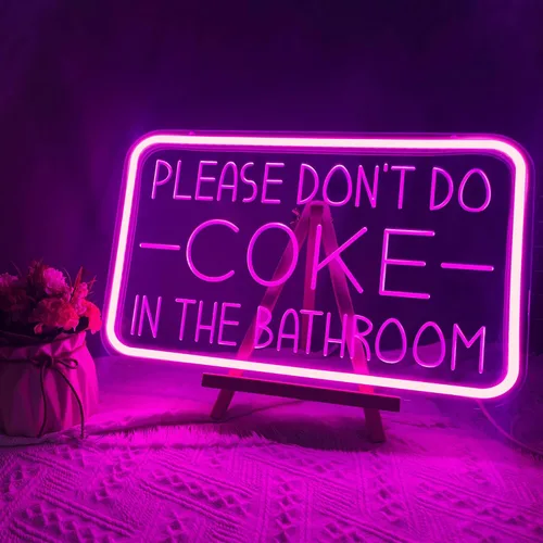 Por favor, no hagas cocaína en el baño, letrero de neón para decoración de pared, luz de neón LED alimentada por USB con brillo ajustable, letrero