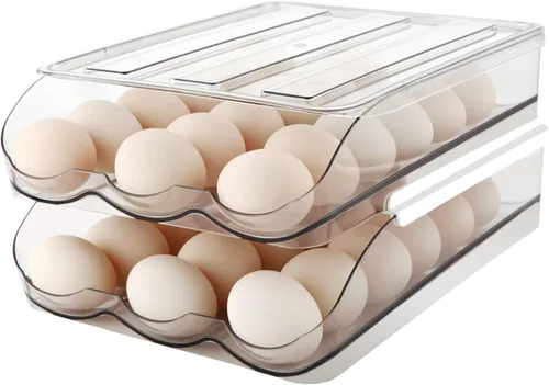 MesRosa Soporte de Huevos para Nevera, Contenedor de Almacenamiento de Huevos con Rotación Automática para Refrigerador, Organizador de Huevos de