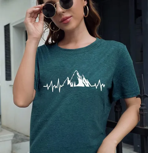 Miniatura 3 de Camiseta de manga corta con estampado de corazón para mujer, camiseta con estampado de corazón y estampado de corazón