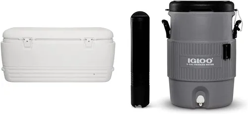 Igloo Polar - Enfriador deportivo portátil de 120 cuartos de galón y dispensador de bebidas de agua con tapa de asiento plana, color gris, 4 cuartos