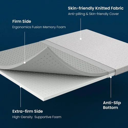 Miniatura 2 de BedStory 3 Inch Twin XL Firm Mattress Topper, Quiet Luxury Memory Foam Pad for Pain Relief, Bamboo Charcoal & Green Tea Infusion, Skin-Friendly