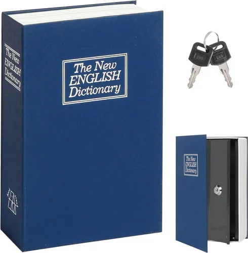 Miniatura 19 de Decaller Caja fuerte para libros con cerradura de llave, caja secreta de metal oculta para seguridad del hogar, dinero y joyas, 9.5 x 6.2 x 2.2
