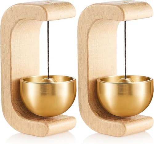 Zonon 2 Piezas Campanillas de Viento Magnéticas de Madera Decoración de Timbre de Puerta Campana de Comerciantes para Apertura de Puerta Forma de C
