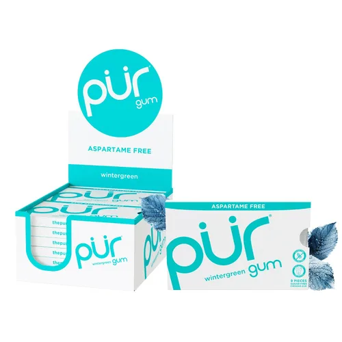 Miniatura 10 de PUR Gum Chicle sin aspartamo 100% xilitol Chicle con sabor natural a menta piperita, 9 piezas (paquete de 12)