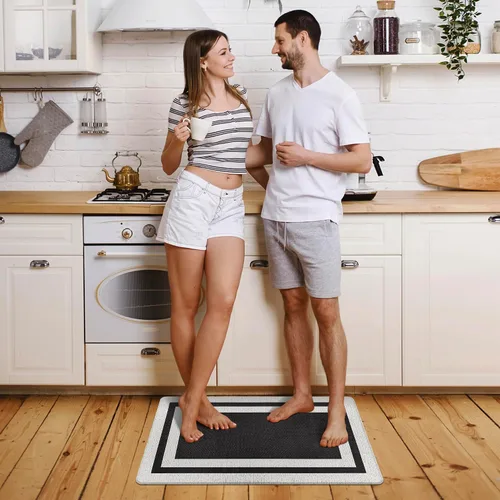 Miniatura 5 de Tapetes antifatiga para suelo de cocina, tapetes acolchados antifatiga de cocina de 17.3 x 27.5 pulgadas, impermeables, antideslizantes, de pie