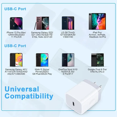 Miniatura 8 de USB C Box Bloque de carga rápida para Samsung Galaxy A17 5G A16 A15/A54/A36/S25/S24FE/A13/A53/A03S/A23/A24/Z Fold7/S23/S22, iPhone 17 Pro Max/16/15