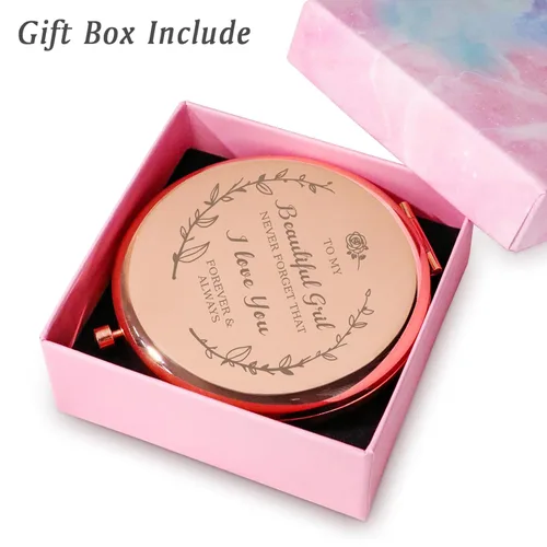 Miniatura 5 de Regalos para niñas, regalos personalizados para hija, espejo compacto grabado personalizado para rellenar calcetines de Navidad, cumpleaños secreto