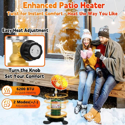 Miniatura 3 de Calentador de Propano Portátil para Acampar, Calentador de Patio para Espacios Pequeños al Aire Libre con Válvula de Control, Calentadores Radiantes