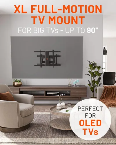 Miniatura 2 de ECHOGEAR Soporte de pared XL para TV de movimiento completo, soporte universal para televisores grandes de hasta 90 pulgadas - Articualtion suave