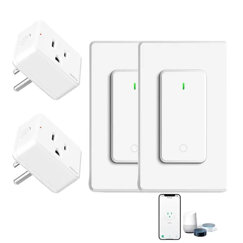 Miniatura 29 de Toma de control remoto, interruptor de luz y enchufe remoto greencycle con interruptor de luz inalámbrico, rango de 500 pies, no necesita cableado