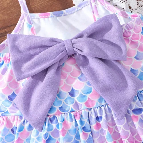 Miniatura 25 de Vestido de verano para niños pequeños, con diseño de dinosaurio, sin espalda, con lazo, vestido de playa de cumpleaños