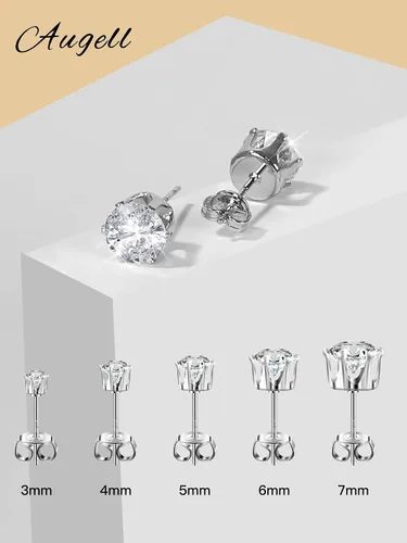 Miniatura 2 de Juego de 5 pares de aretes de plata de ley 925, hipoalergénicos, de oro de 18 quilates, circonita cúbica para mujeres y hombres, regalo brillante