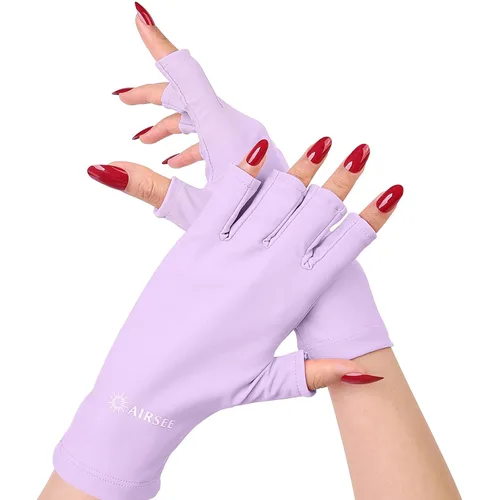 Miniatura 9 de AIRSEE Guantes de protección UV UPF 50+ de alta calidad para manicura de gel, diseño sin dedos para uso profesional solón y doméstico, anti UVA/UVB
