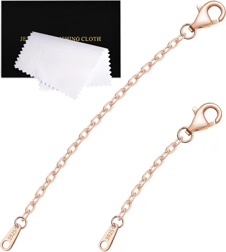 Miniatura 32 de Extensores de cadena dorada para collares, extensiones de pulsera de plata de ley, extensor de collar dorado para mujer, juego de 3 piezas, 1, 2, 3