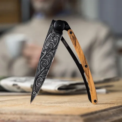 Miniatura 10 de deejo - Navaja de bolsillo plegable 37G con clip para cinturón - Diseño pacífico, hoja de acero inoxidable de 3.7 pulgadas, acabado de titanio