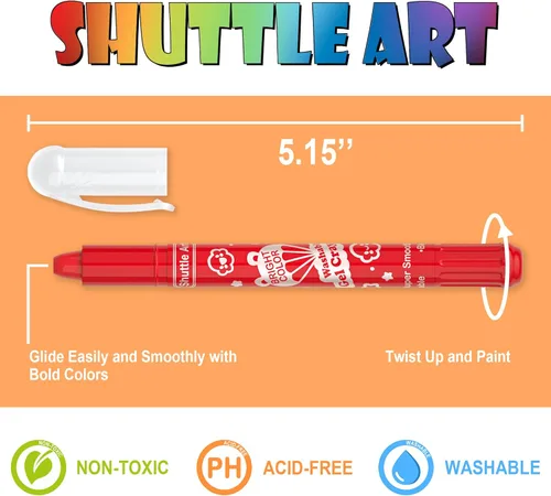 Miniatura 4 de Shuttle Art 24 colores de crayones de gel para niños pequeños, juego de crayones no tóxicos para niños y niñas, efecto crayón-pastel-acuarela, ideal