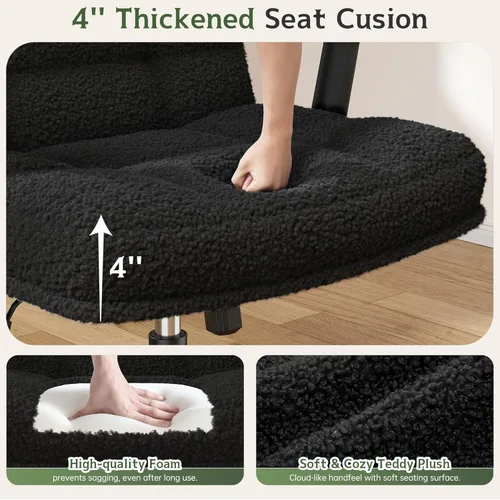 Miniatura 3 de DurayLoly Silla Criss Cross con Ruedas, Silla de Oficina con Patas Cruzadas con Reposabrazos Abatibles, Silla de Escritorio Ancha para Dormitorio