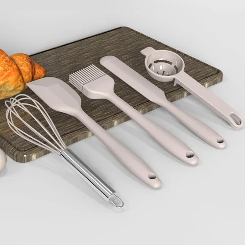 Miniatura 5 de Juego de Utensilios de Cocina de Silicona Grande - Utensilios de Cocina Resistentes al Calor, Pinzas Volteadoras, Espátula, Cuchara, Brocha, Caqui