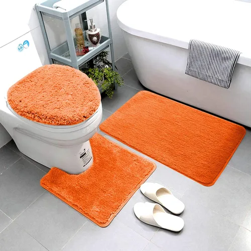 Miniatura 4 de Luxury Home Goods Juego de 3 alfombras de baño de microfibra súper suave, incluye alfombra de baño, alfombra de contorno y cubierta para tapa