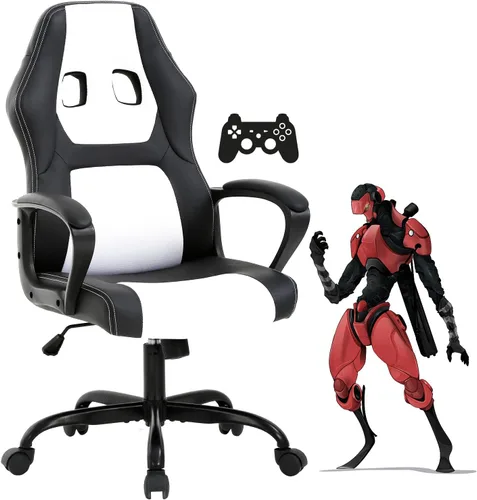 Miniatura 10 de Silla gamer para computadora PC, silla de oficina para adultos, adolescentes y niños, silla ergonómica de piel sintética con soporte lumbar