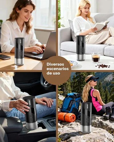 Miniatura 7 de Máquina de café espresso eléctrica portátil y molinillo de café manual y espumador de leche eléctrico todo en 1, mini cafetera de viaje